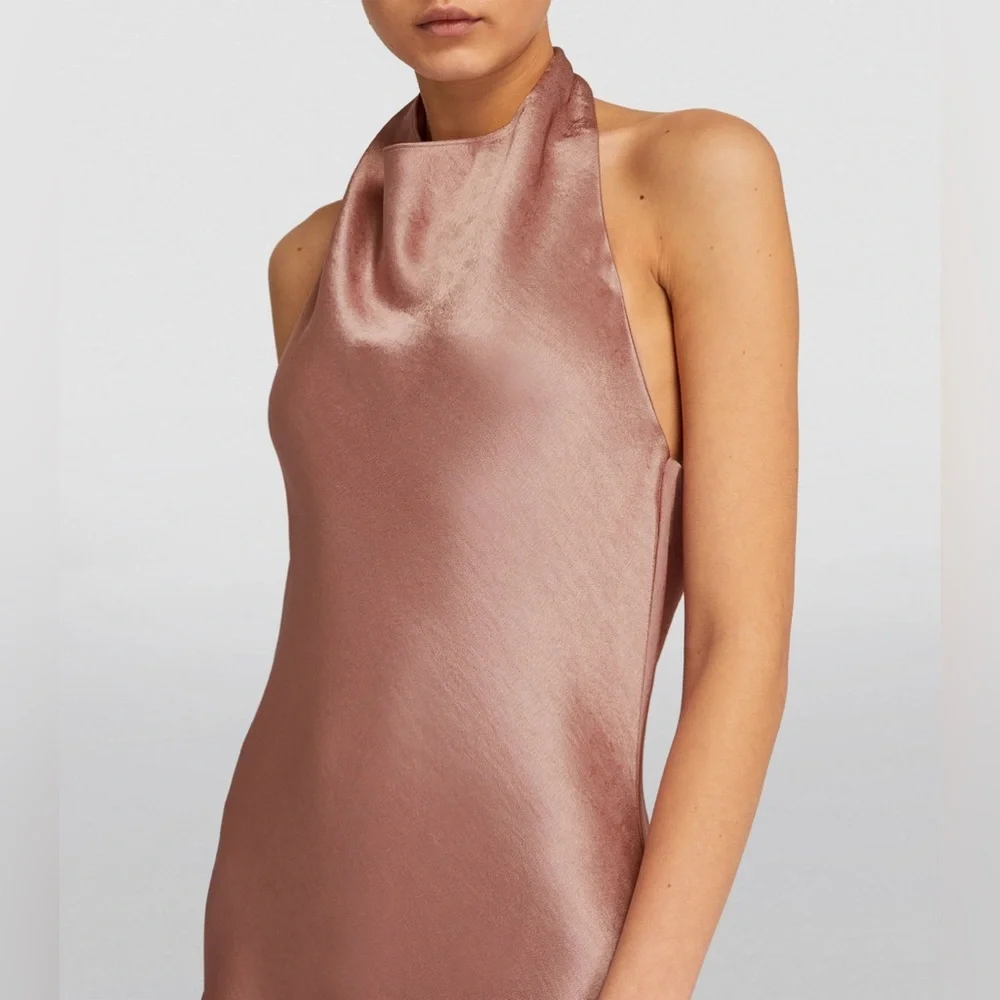 NWOT Vince Halterneck Maxi Dress with Pearl Closure and Open Back - Picture 6 of 15